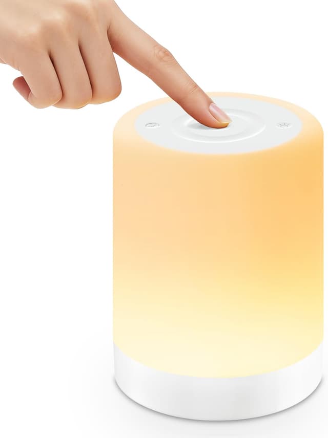 Detalle de Auxmir Night Light 3000mAh Rechargeable LED Table Lamp with Touch Control, RGB & Dimming (White)