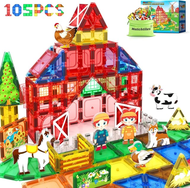 Imagen de Magnetic Tiles 105 PCS Farm Animals Set en OfertitasTOP
