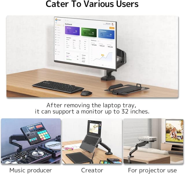 Detalle 2 de STANDOPIA 2-in-1 Laptop-Halterung & Monitor-Ständer für Schreibtisch bis 9 kg, VESA 75/100 mm