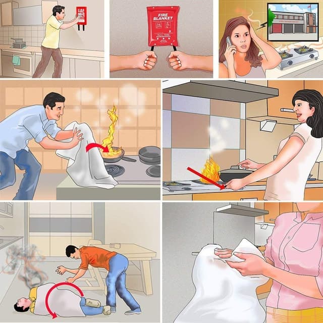 Detalle 2 de FYJENNICC Fibreglass Fire Blanket (with flame-retardant cotton tapes), 39.3×39.3 inches, 4-pack