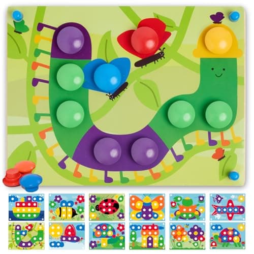 Detalle de Nene Toys Puzzle de madera Montessori para niños de 2+ años con botones de colores