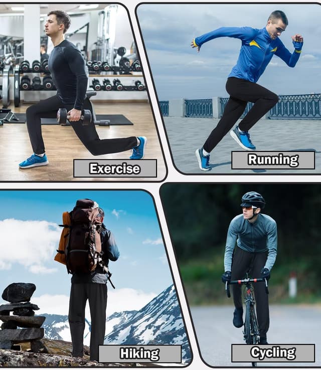 Detalle de lomsoe 3-Pack Men’s Athletic Pants with Zip Pockets (Lightweight Workout Sweatpants)