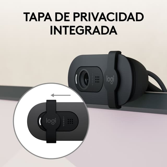 Detalle de Logitech Brio 100 Webcam Full HD negra