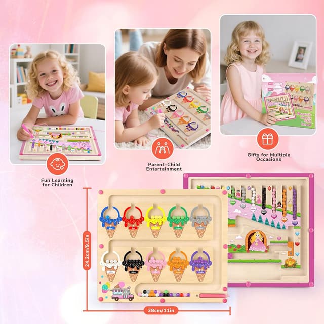 Thumbnail 5 de Magnetisches Montessori Farb‑ und Zahlenlabyrinth 28x24,2 cm