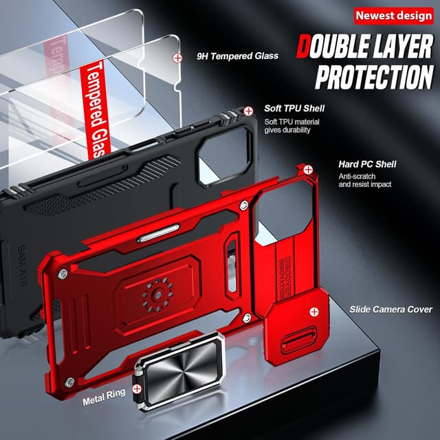 Detalle 2 de LeYi Galaxy A06 Rugged Case with Ring Stand