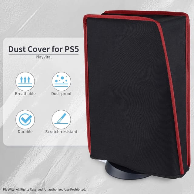 Detalle de PS5 dust cover, PlayVital black nylon