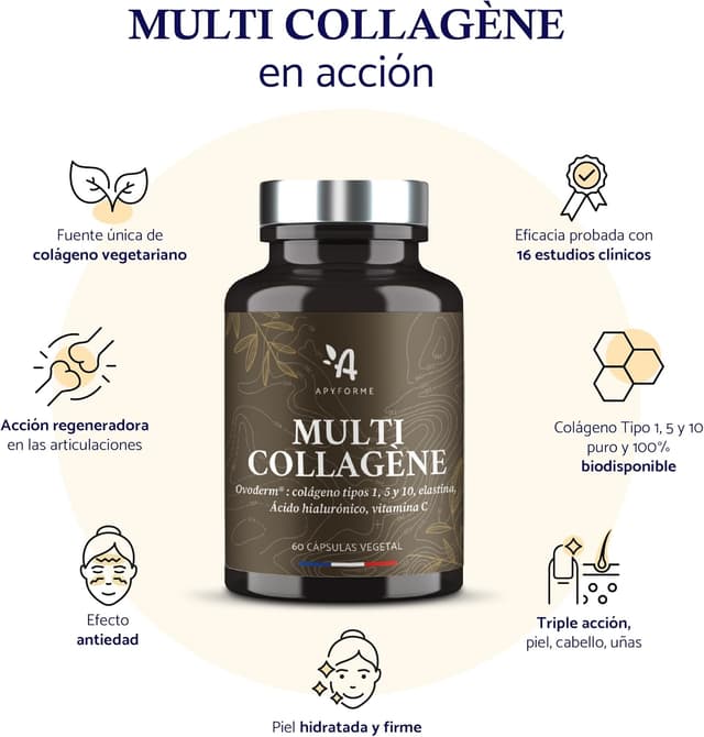 Thumbnail 3 de Apyforme - Colágeno Hidrolizado y Ácido Hialurónico 💧 60 Cápsulas