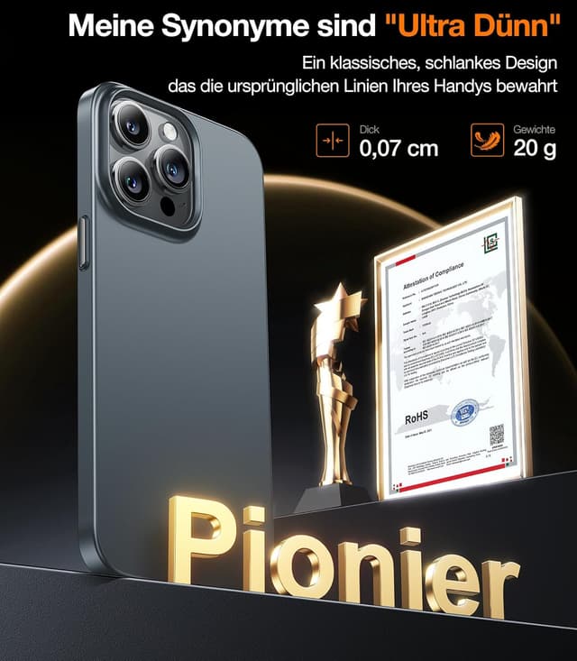 Thumbnail 6 de TORRAS Ultra Dünn Hülle für iPhone 15 Pro Max mit MagSafe – velvety Touch, stoß- & kratzfest, MagSafe-Adapter