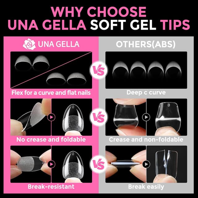 Thumbnail 5 de UNA GELLA Extra Short Almond Nail Tips 216PCS 💅