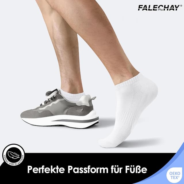 Detalle de Falechay 10 Paar Sneaker Socken für Herren & Damen – kurze atmungsaktive Baumwoll-Sportsocken (Unisex)