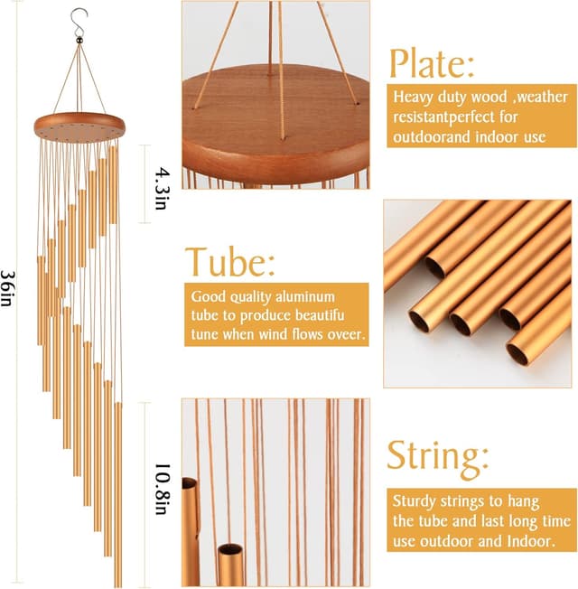 Detalle 2 de Outdoors Wind Chimes 35 Inch for Garden ⌘️🎐
