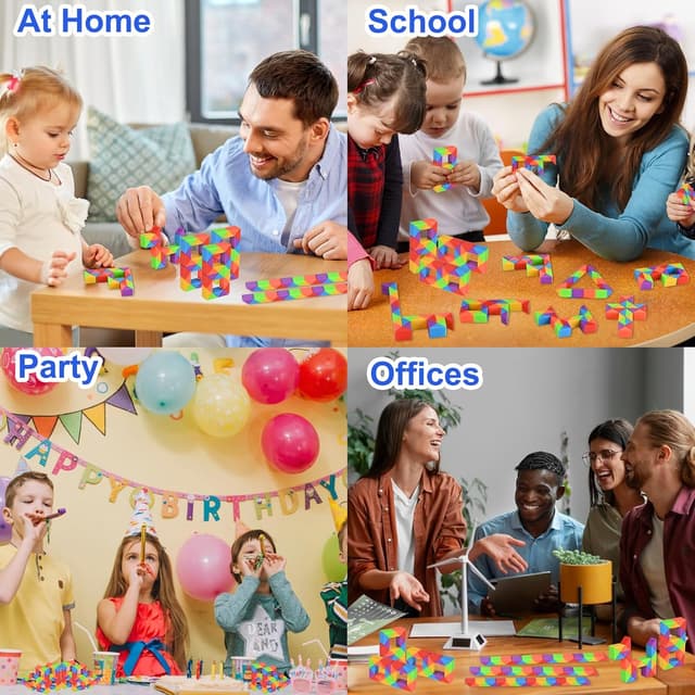 Thumbnail 6 de GOLDGE 24-Pack Mini Fidget Snake Cube Puzzle Toys (Rainbow Colors) for Kids & Teens