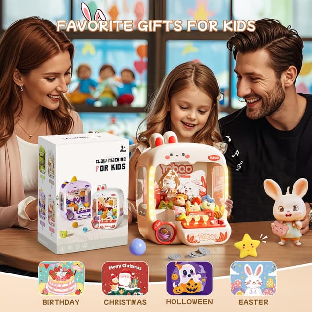 Thumbnail 6 de 64 PCS Kids Bunny Claw Machine Vending Game (USB or Battery, Back Door for Swapping Prizes)