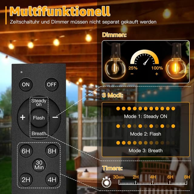 Detalle 1 de Ollny Solar-Lichterkette Außen 20 m