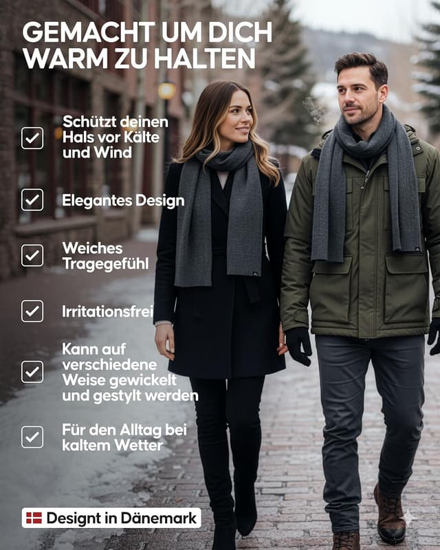 Detalle de DANISH ENDURANCE Merinowolle Schal 90% Merino