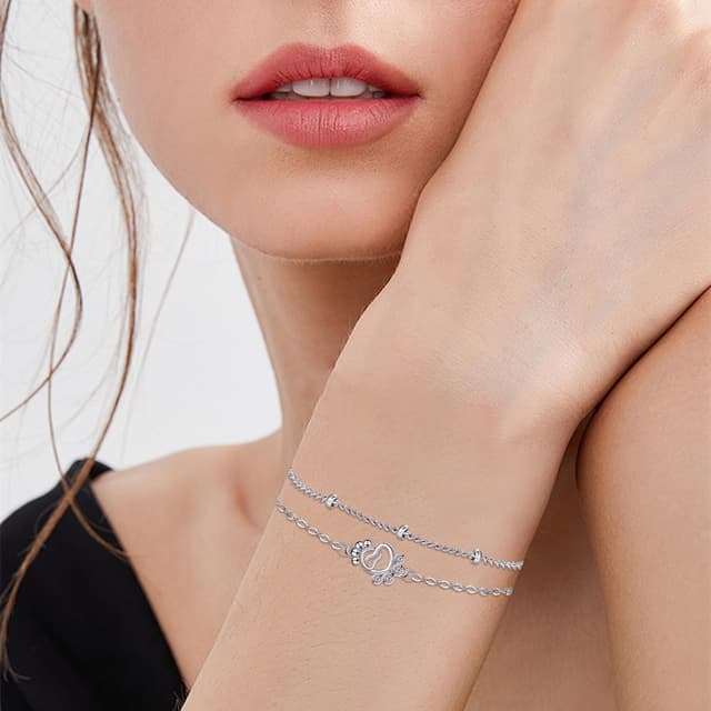 Detalle 2 de BerriBling Bracelet double chaîne argent 925