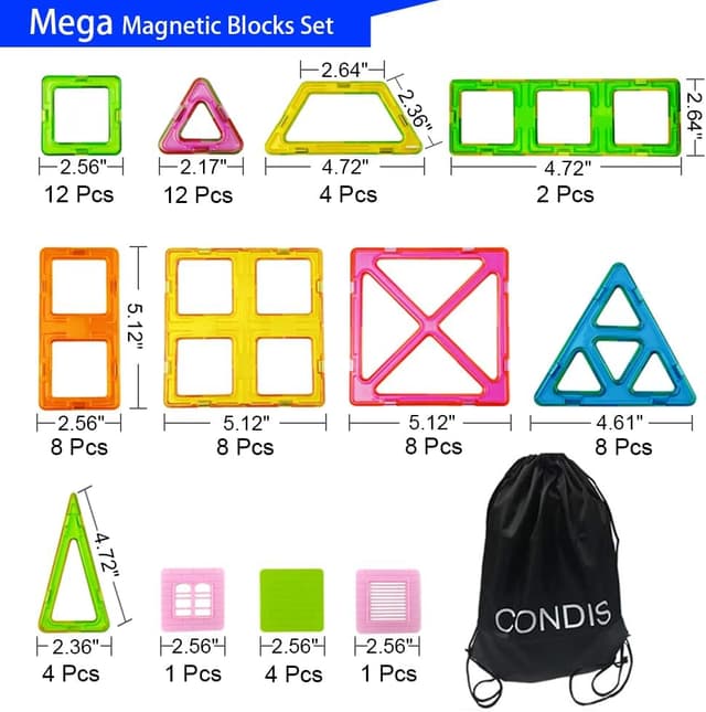 Detalle de CONDIS Magnetische Bausteine Mega Set 72 Teile – XXL (2×) & Standard Blöcke ab 3 Jahren