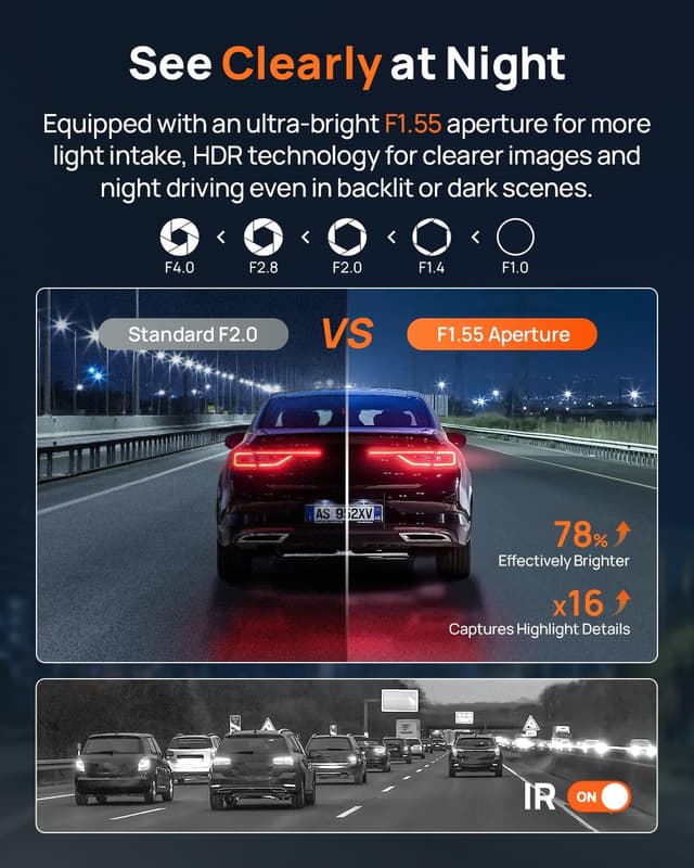 Detalle de 70mai A800SE Dual Dash Cam (Front 4K + Rear 1080P) with GPS, WiFi, ADAS and 128GB microSD