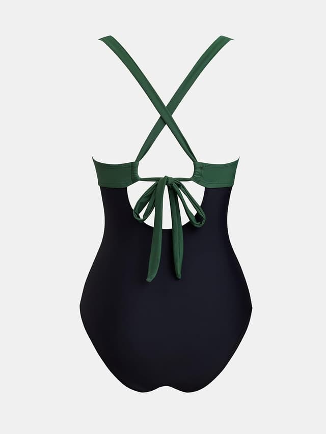 Thumbnail 6 de CUPSHE Damen-Badeanzug mit Wickeloptik und V-Ausschnitt – einteilig mit Bauchkontrolle & Raffungen
