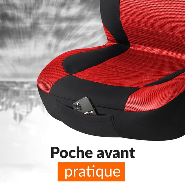 Detalle 2 de upgrade4cars Housse de siège voiture universelle noir et rouge (ensemble avant/arrière)