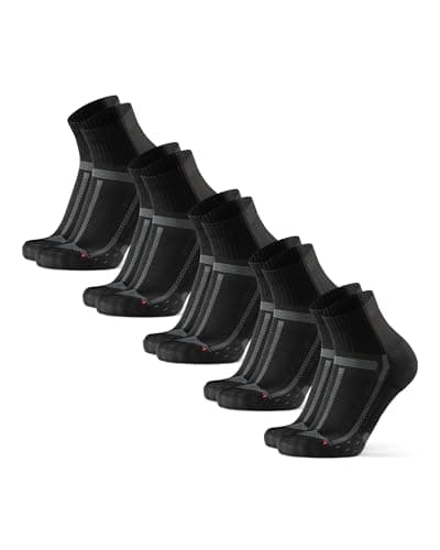 Detalle de DANISH ENDURANCE Calcetines de running unisex antideslizantes y antiampollas (5 pares) Negro/Gris, 39-42
