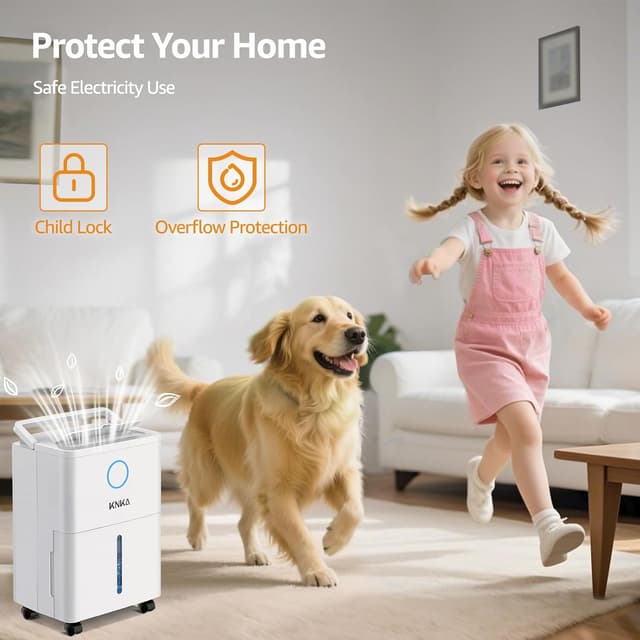 Detalle de KNKA 10 L/day Small Dehumidifier with Real-Time Humidity Indicator, Sleep Mode & Automatic Defrost