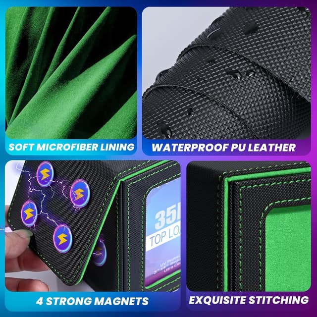 Detalle de UAONO Kartenfach für MTG Commander (EDH) mit Top Loader, 2 Trennwänden – Schwarz/Dunkelgrün