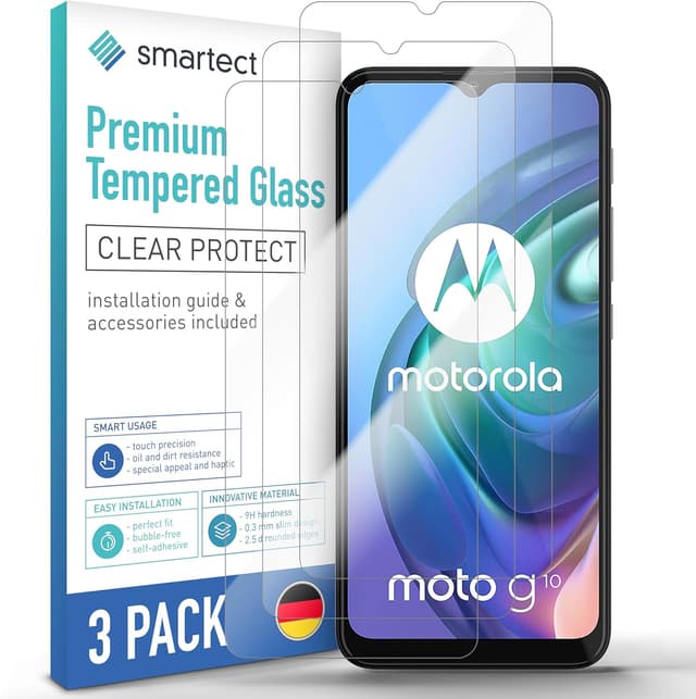 Detalle de smartect Vetro Temperato 3 Pezzi Clear per Motorola Moto G10/G30/G9 Play/E7 Plus/E7 Power con durezza 9H