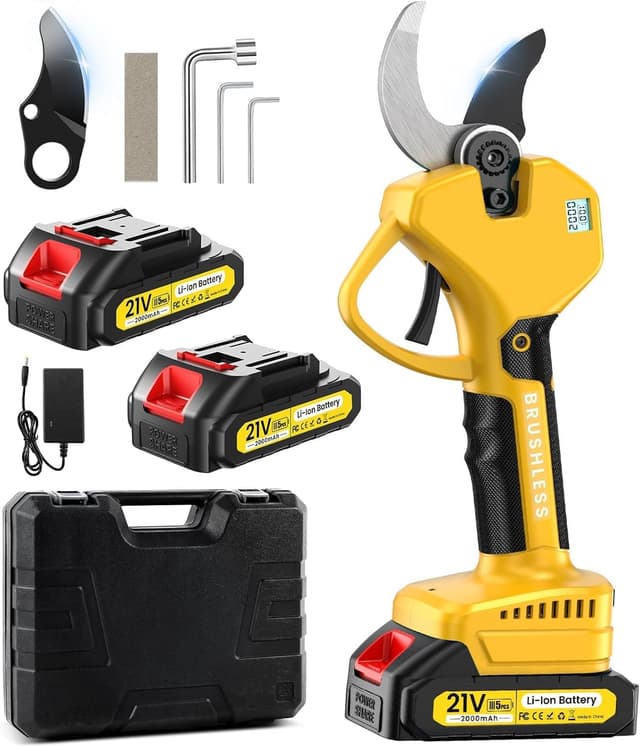 Detalle de Forbici per potatura a batteria cordless con motore brushless 1.000 W e batterie 2×2Ah