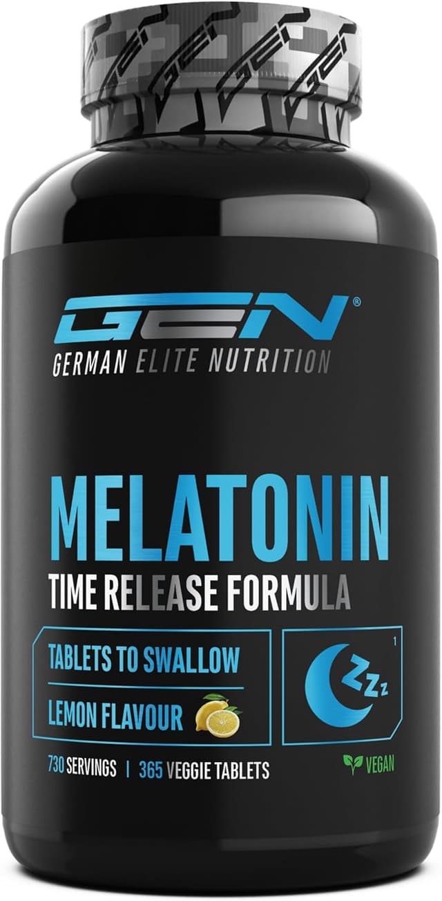 Detalle de GEN German Elite Nutrition Melatonin Time Release – 365 Lutschtabletten mit Zitronengeschmack (0,5 mg) und Sepismart® SR