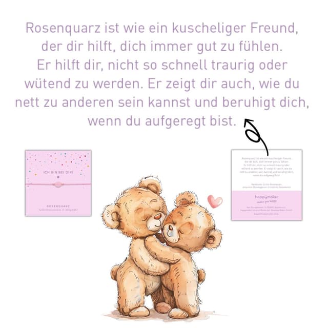 Detalle de happymaker Edelsteine für Kinder: 2er-Armband-Set mit Rosenquarz & Aquamarin (4–10 Jahre)