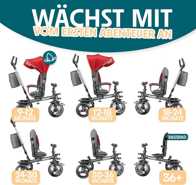 Thumbnail 3 de KIDIZ Dreirad 6in1 Kinderdreirad ab 9 Monaten