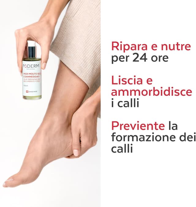 Detalle de PODERM Piedi molto secchi e danneggiati siero riparativo e nutriente (Swiss Made)
