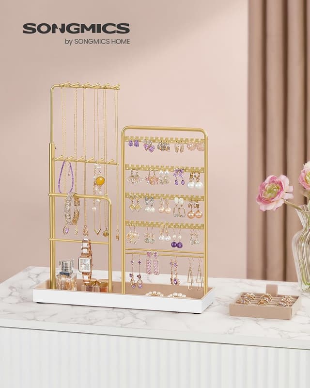 Detalle 2 de SONGMICS Présentoir à Bijoux JJS026A01 doré clair