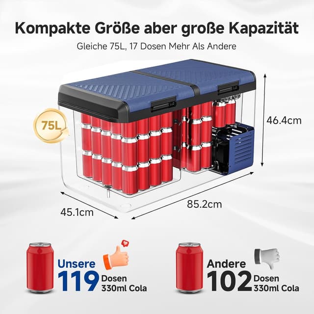 Detalle de AAOBOSI Kompressor-Kühlbox 75 l Dual Zone