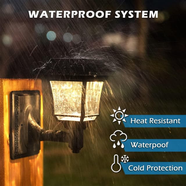 Detalle 2 de LeiDrail Solar Fence Lights (4 Pack) with 2 Modes – cool white and warm white outdoor LED solar wall lights