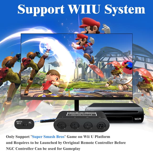 Detalle 2 de GameCube Controller Adapter for Nintendo Switch, Wii U, PC (Turbo & Vibration) — 180cm USB Cable