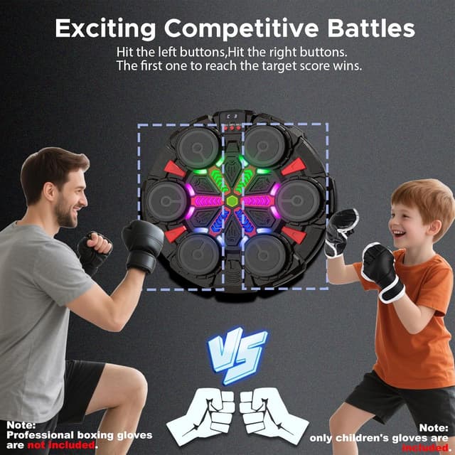 Detalle 2 de SZJJX Music Punching Machine for Kids & Adults – Bluetooth wall-mounted boxing trainer with gloves, rhythm lights and 2 player mode