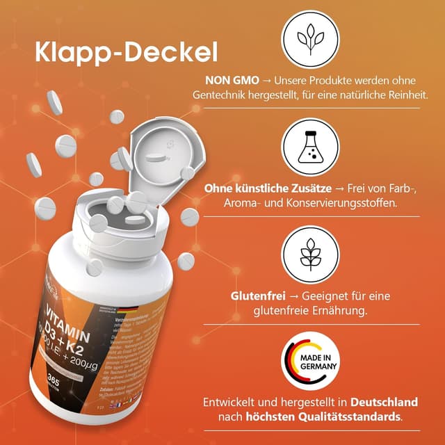 Detalle de Vitamin D3 + K2-365 Tabletten 10.000 I.E.