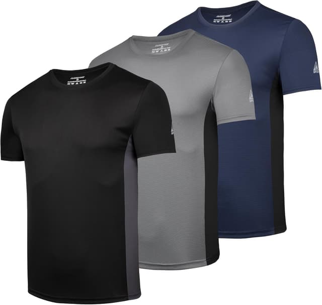 Detalle de AMZSPORT set da 1/3/5 t-shirt sportive da uomo traspiranti a girocollo