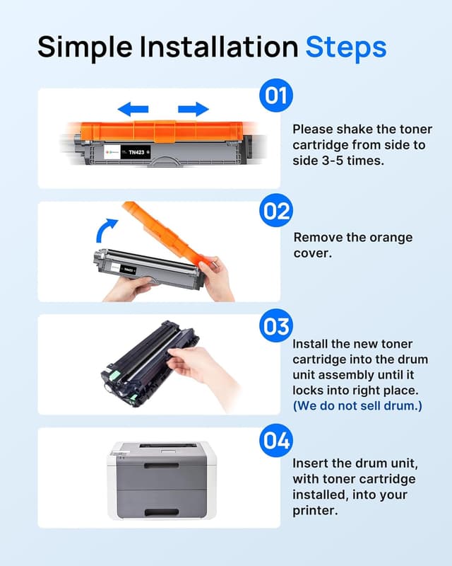 Detalle de TN423 Compatible Toner Cartridges 4-Pack (TN423BK/TN423C/TN423Y/TN423M) for Brother