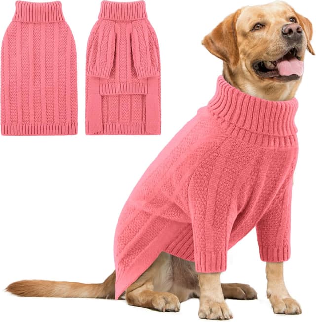 Detalle de Queenmore Dog Jumper Large (Pink, XL) – ultra-soft knitted stretch jumper for Labradors & Golden Retrievers