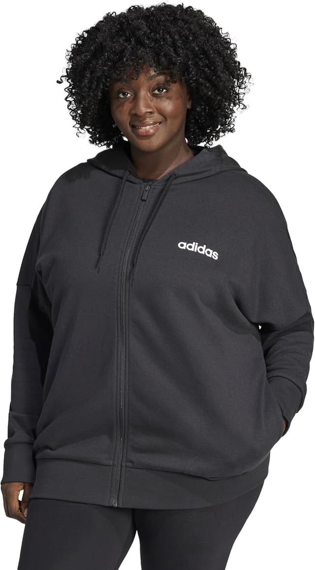 Detalle de adidas Women’s Essentials Linear French Terry Kapuzenjacke für Damen – mit verstellbarer Kapuze