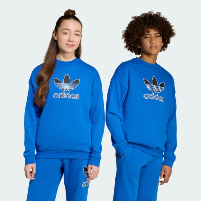 Detalle de adidas Sudadera Trefoil cuello redondo para adolescentes