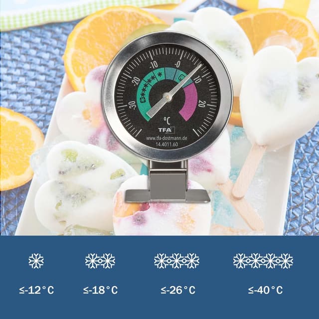 Detalle 2 de TFA Dostmann 14.4011.60 : thermomètre analogique réfrigérateur/congélateur en acier inox