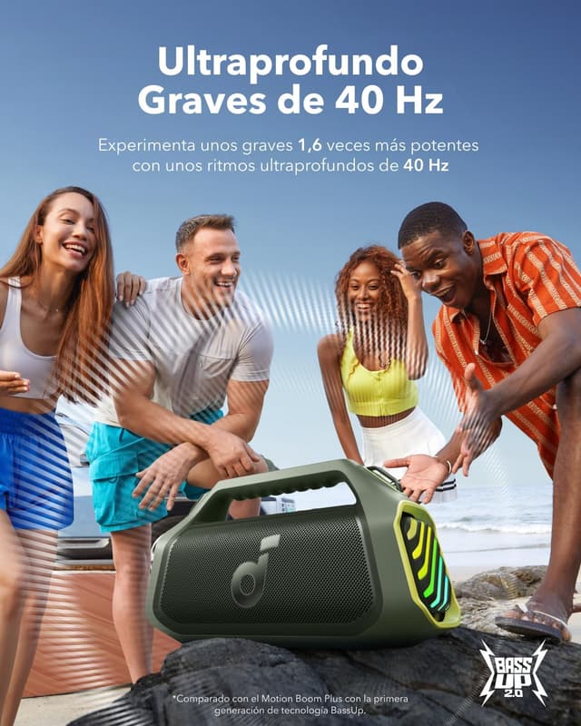 Detalle 2 de Soundcore Boom 2 Plus: Altavoz Bluetooth Potente con RGB 🎶