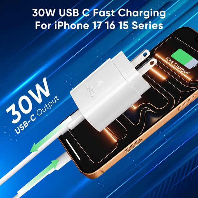 Detalle 2 de Apple iPhone 17 30W Fast Charger with 10ft USB‑C Cable