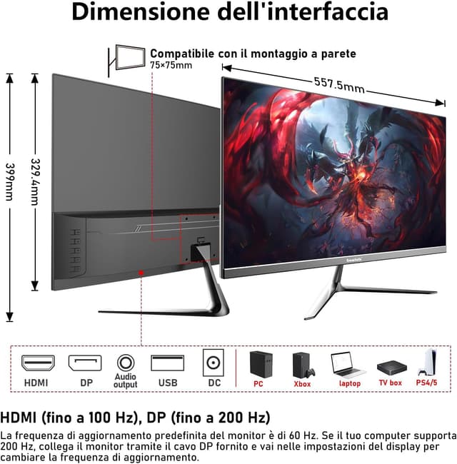 Detalle 2 de Gawfolk Monitor gaming 24,5 200Hz FHD