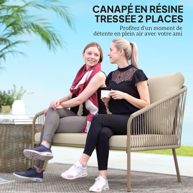 Detalle 2 de Outsunny Canapé d’extérieur 2 places 240 kg