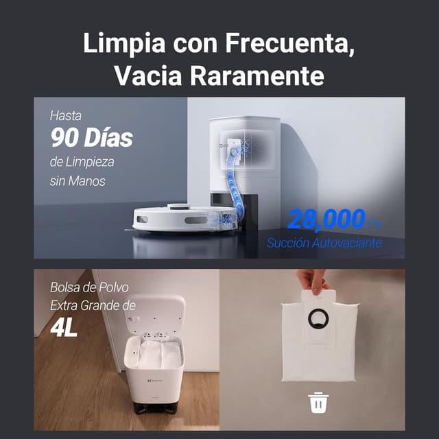 Thumbnail 1 de EZVIZ RE4 Plus: Robot Aspirador y Friegasuelos con Autovaciado 🧹